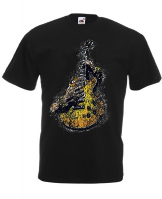ΜΑΥΡΟ T-shirt FRUIT OF THE LOOM με στάμπα ART450